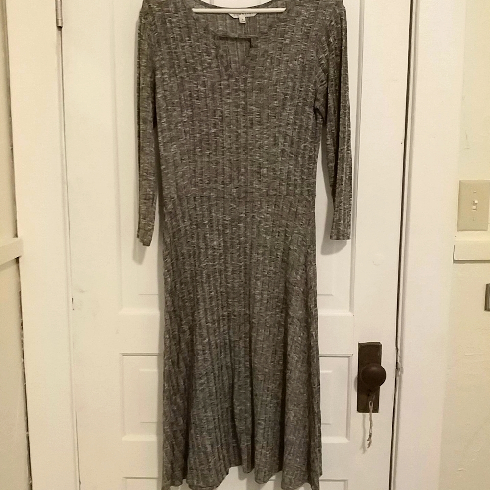 Grey Striped Knit Dress